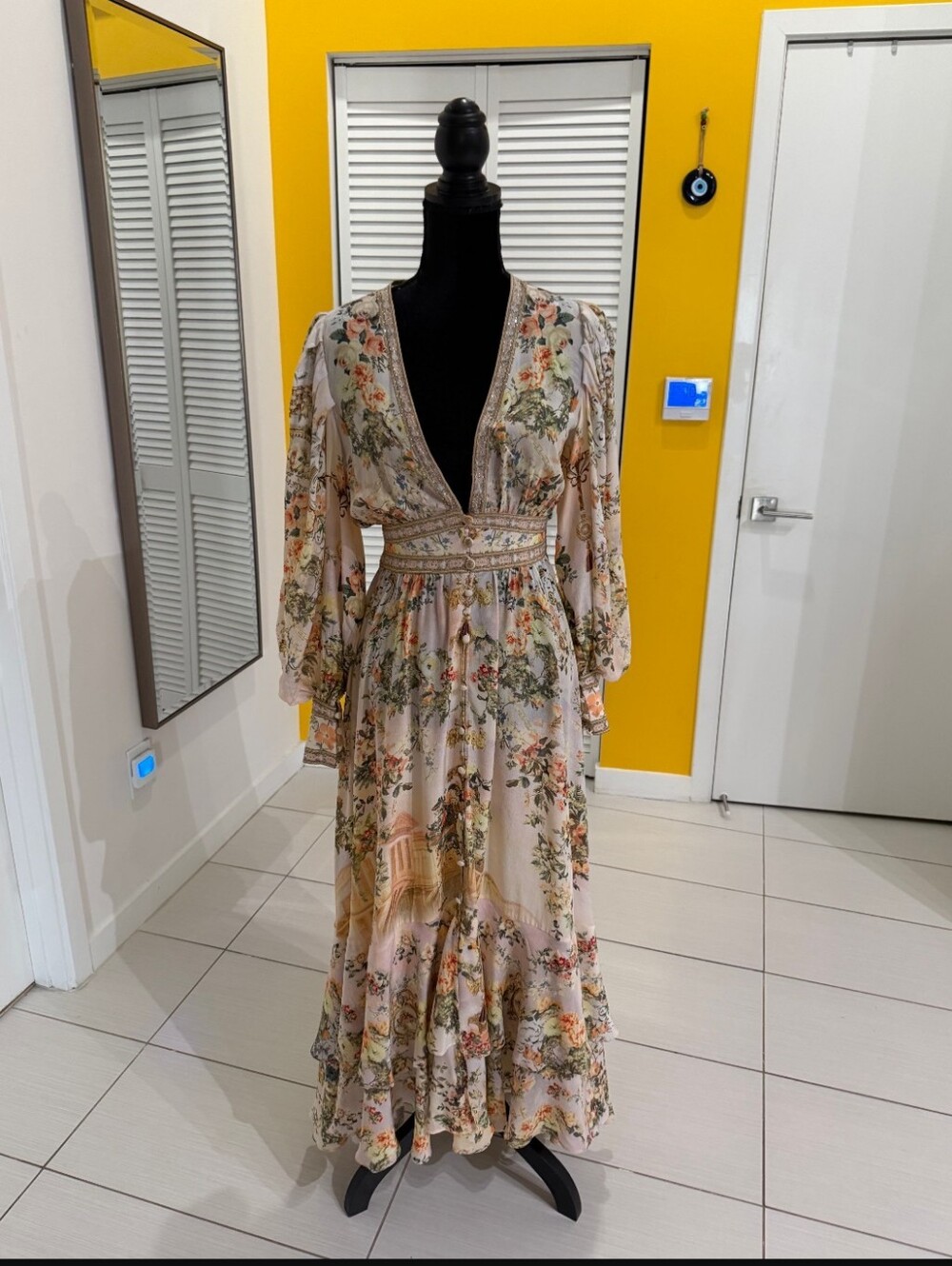 Camilla Blush Floral V-Neck Maxi Dress